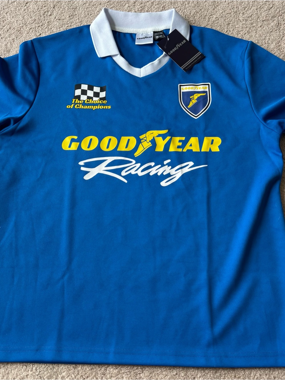 Goodyear Racing Short Sleeve Jersey Polo Shirt - Blue - Size Medium (NWT